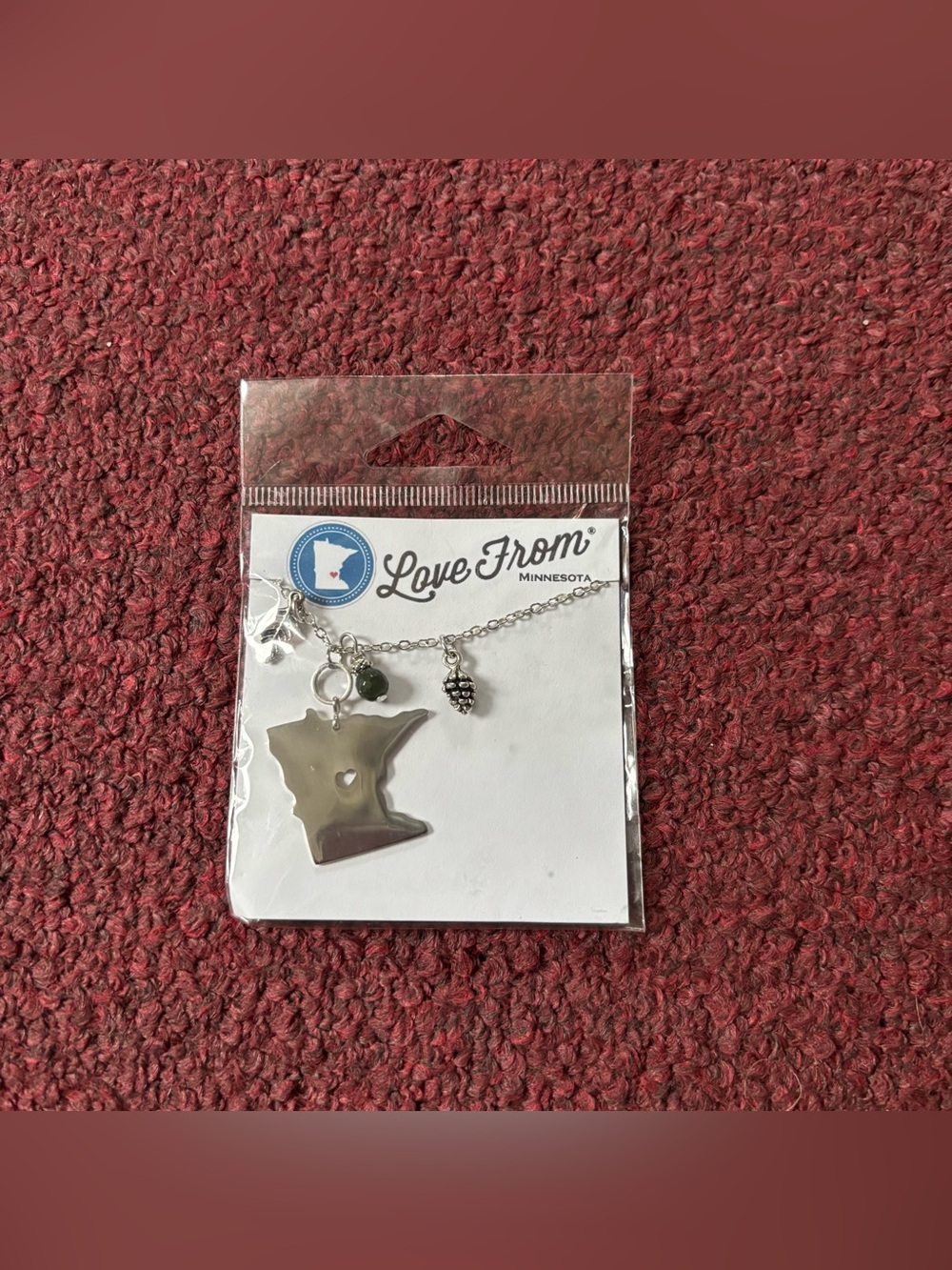 For the Journey love from Minnesota leaf charm necklace